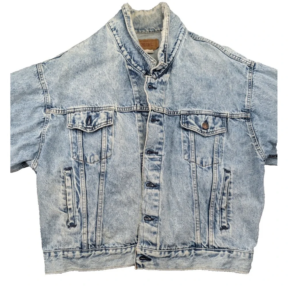 VTG 90's Levi's Stonewash Men's Denim Jacket 75068-0219 XL Back Patch Garret Sty